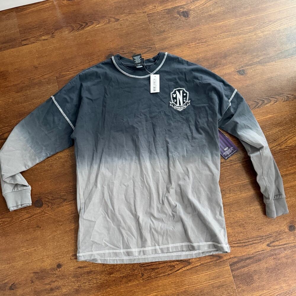 WEDNESDAY NEVERMORE ACADEMY OMBRÉ LONG SLEEVE SHIRT XS NWT